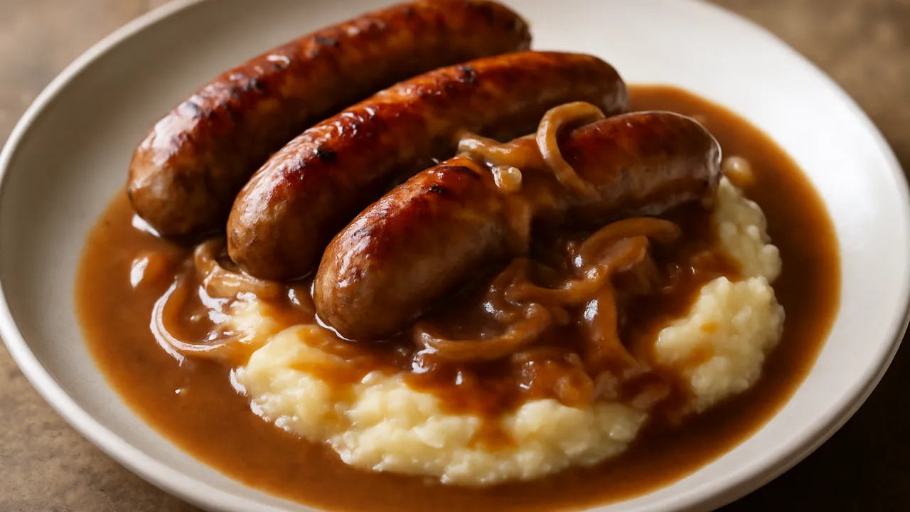 Bangers and Mash with Onion Gravy