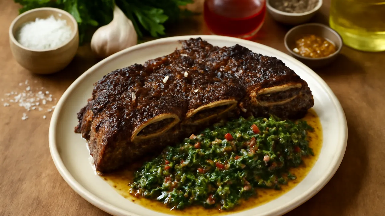 Asado de Tira con Chimichurri