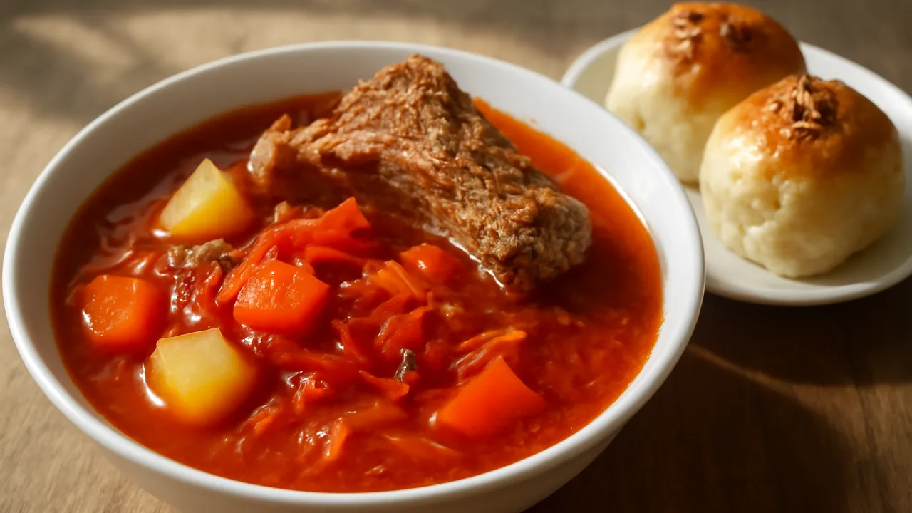 Ukrainian Borshch with Pampushky