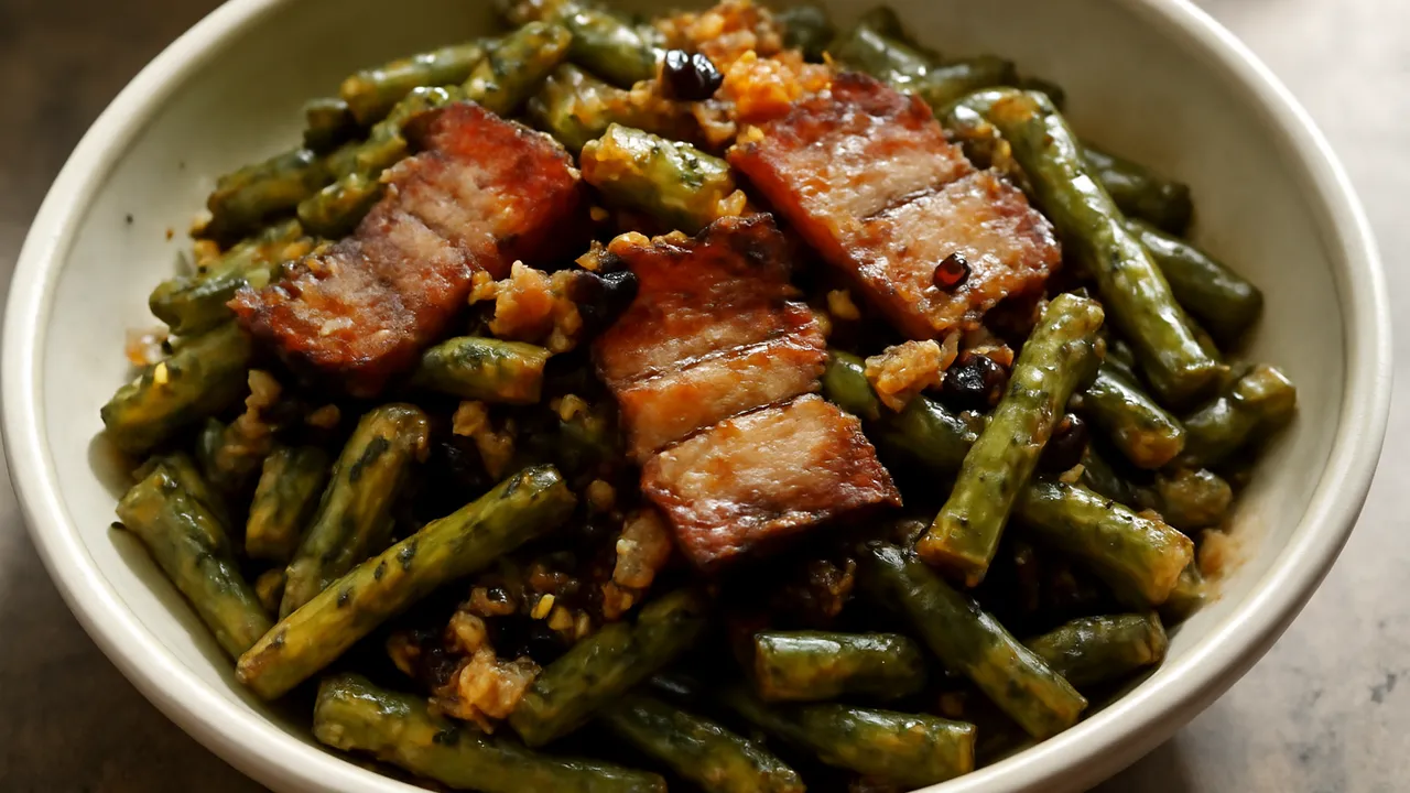Liuyang Steamed Dried Long Beans with Cured Pork