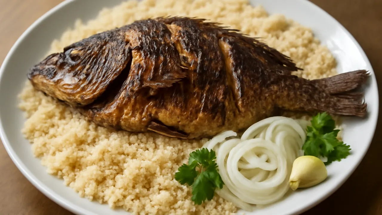 Attiéké with Poisson Braisé