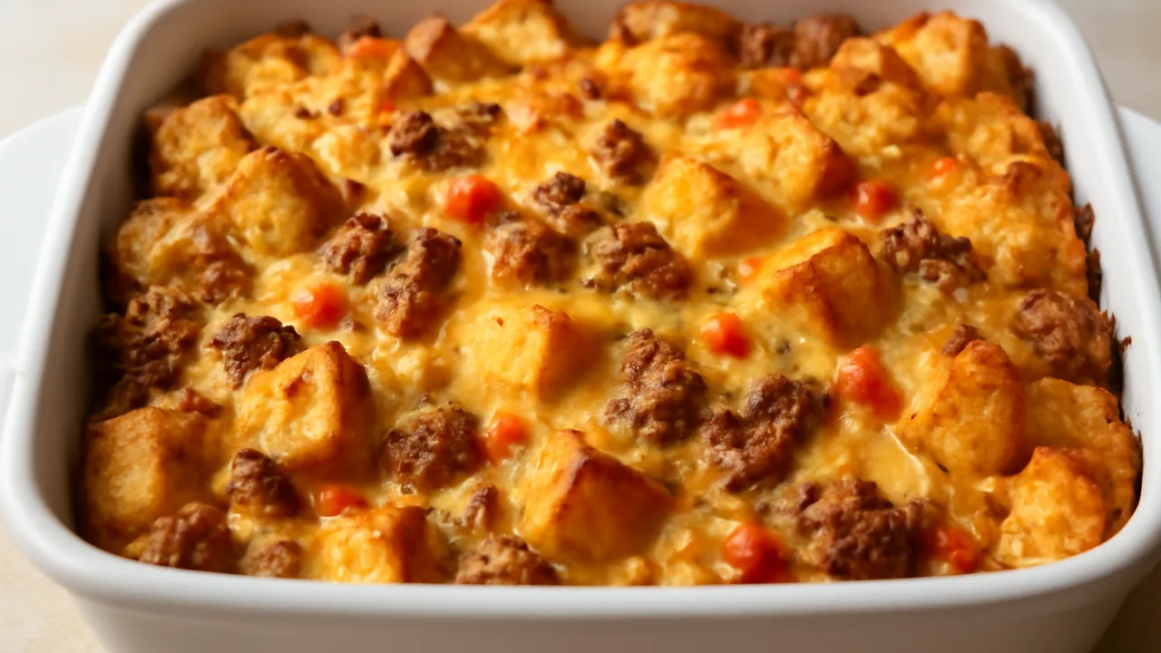 Overnight Sausage and Cheddar Breakfast Strata