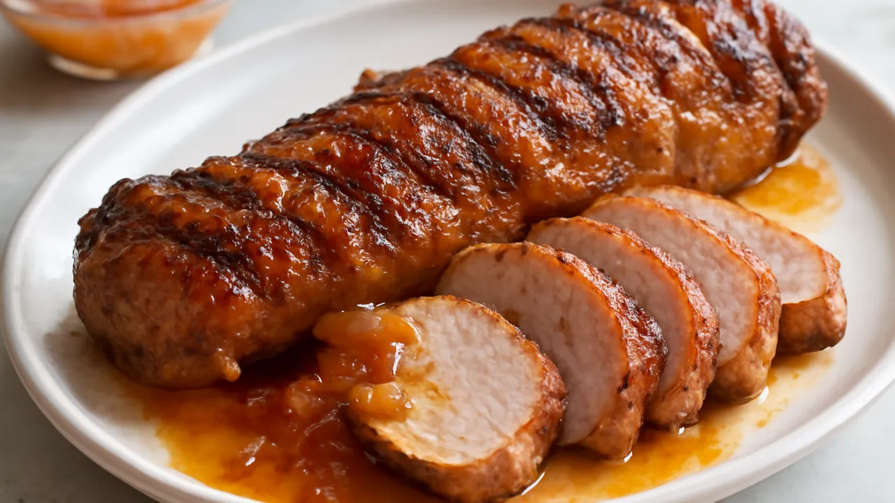 Grilled Pork Tenderloin with Peach Glaze