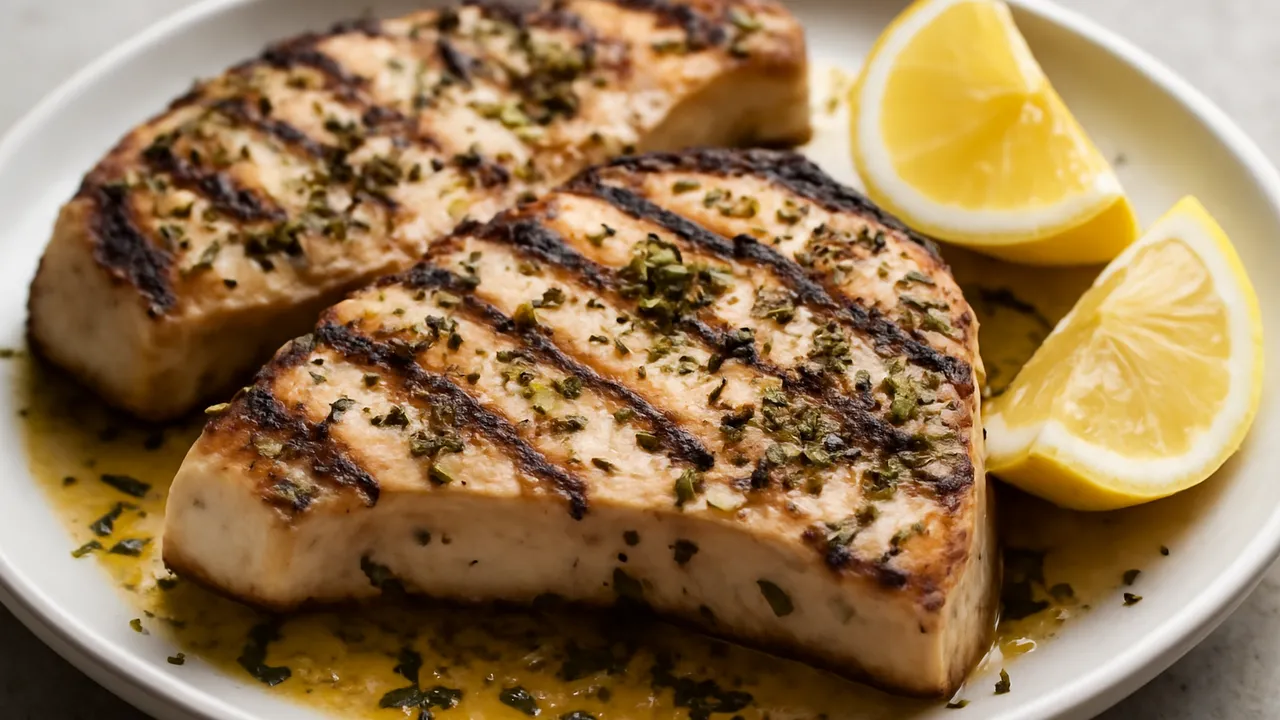 Grilled Swordfish Steaks with Lemon and Oregano