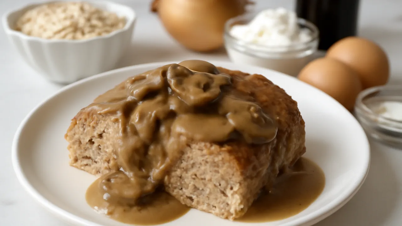 Turkey Meatloaf with Mushroom Gravy