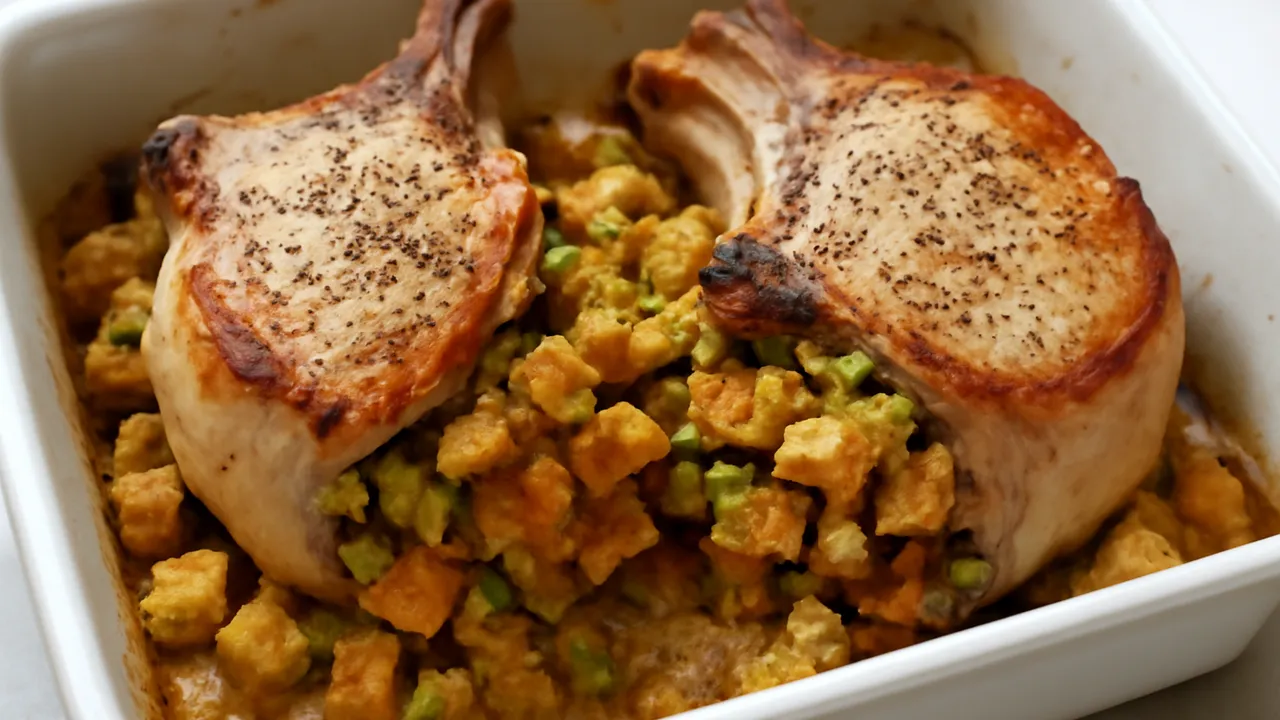 Baked Stuffed Pork Chops