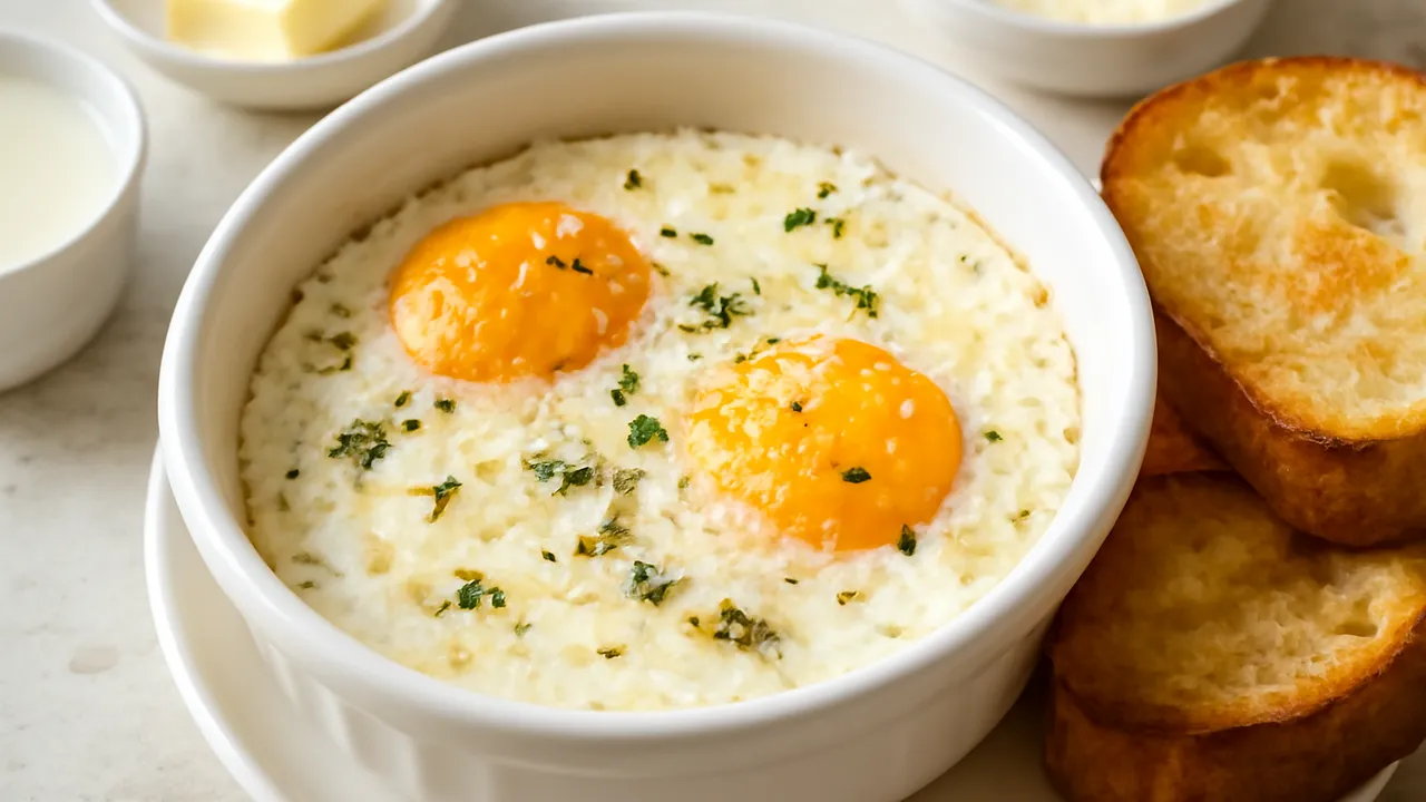 Shirred Eggs with Cream and Parmesan