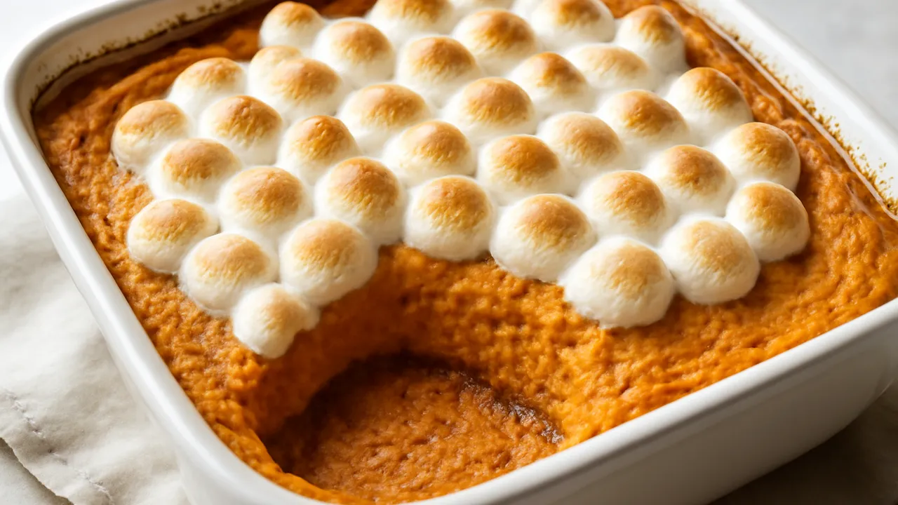 Sweet Potato Casserole with Marshmallow Topping