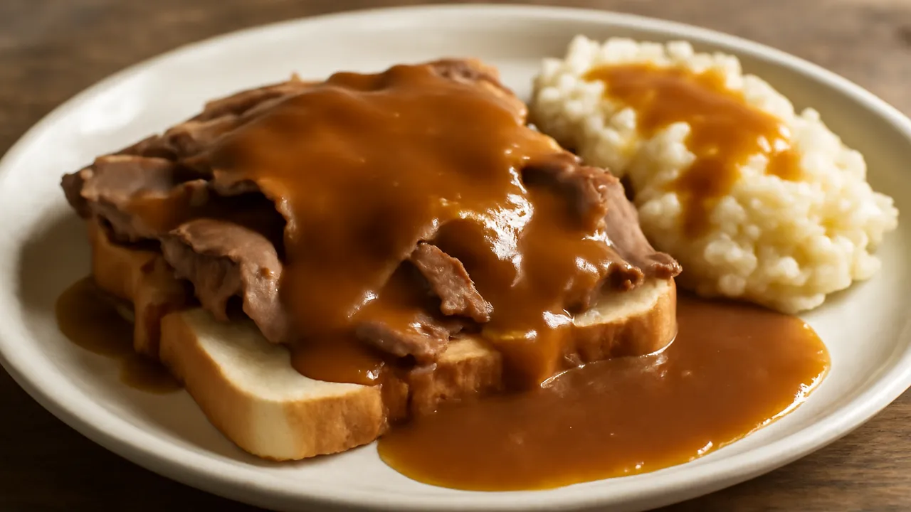 Open-Faced Hot Roast Beef Sandwich
