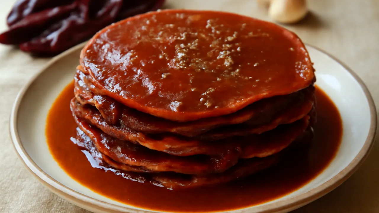 New Mexico Stacked Red Chile Enchiladas