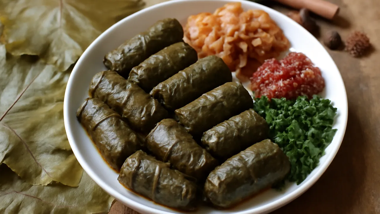 Koupepia (Cypriot Stuffed Vine Leaves)